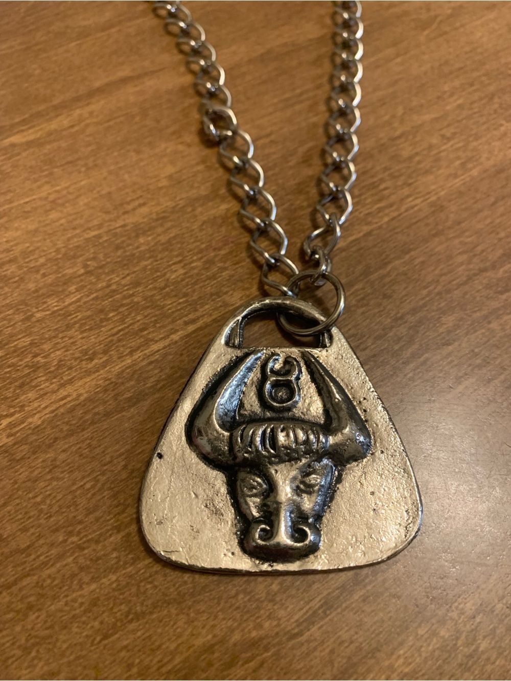 Silver-tone Heavy Bull Pendant Necklace - zodiac Medallion